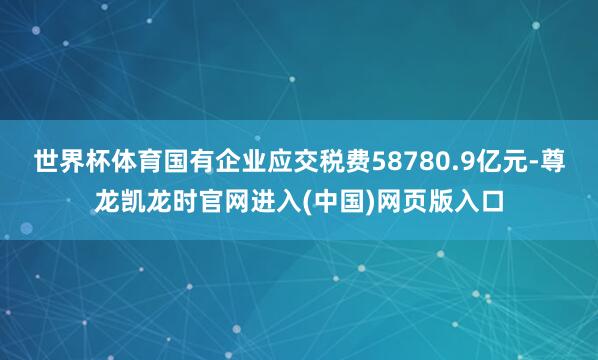 世界杯体育国有企业应交税费58780.9亿元-尊龙凯龙时官网进入(中国)网页版入口