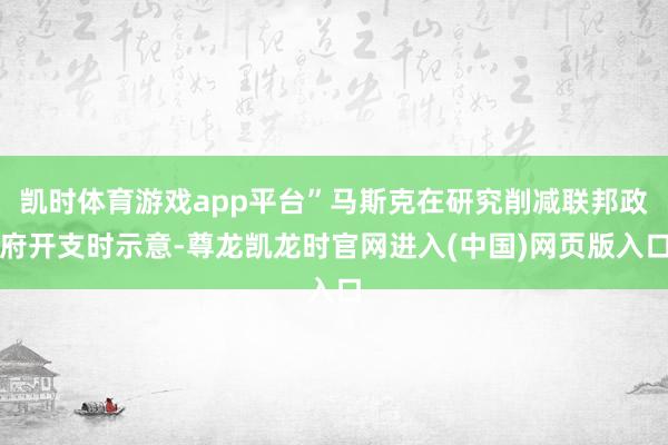 凯时体育游戏app平台”马斯克在研究削减联邦政府开支时示意-尊龙凯龙时官网进入(中国)网页版入口