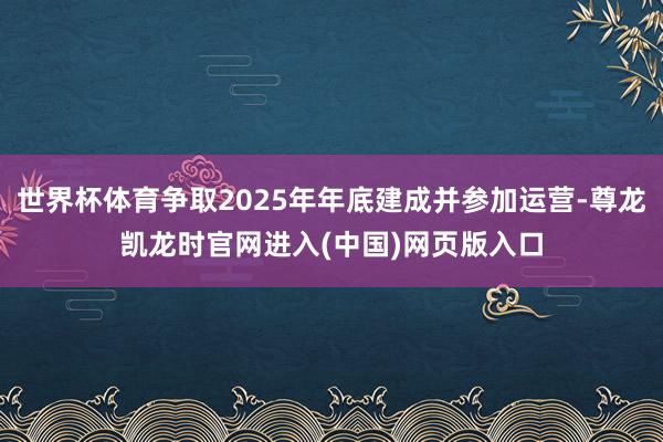 世界杯体育争取2025年年底建成并参加运营-尊龙凯龙时官网进入(中国)网页版入口