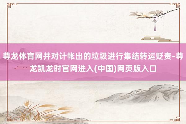 尊龙体育网并对计帐出的垃圾进行集结转运贬责-尊龙凯龙时官网进入(中国)网页版入口