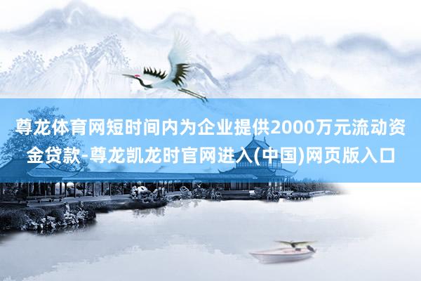 尊龙体育网短时间内为企业提供2000万元流动资金贷款-尊龙凯龙时官网进入(中国)网页版入口