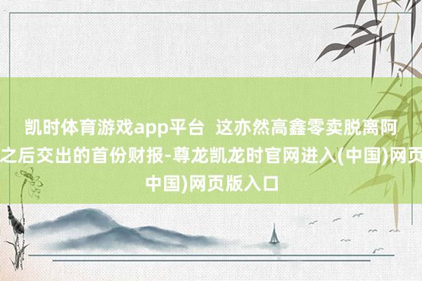 凯时体育游戏app平台  这亦然高鑫零卖脱离阿里巴巴之后交出的首份财报-尊龙凯龙时官网进入(中国)网页版入口