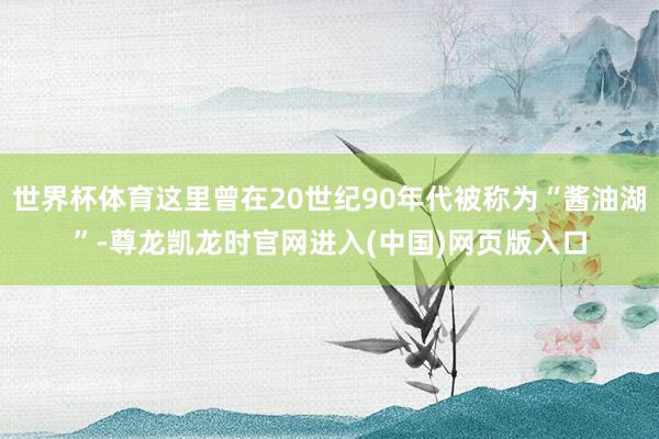 世界杯体育这里曾在20世纪90年代被称为“酱油湖”-尊龙凯龙时官网进入(中国)网页版入口